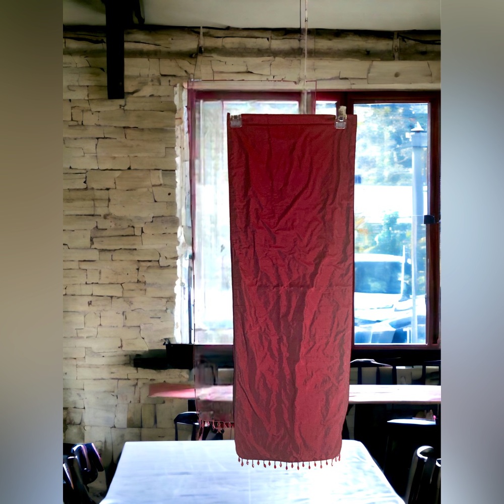 Chestnut Lane Luxury Antique Burgundy/Red Table Runner Beaded Trim 72” #Holidays